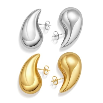 Elegant Teardrop & Chunky Gold Hoop Earrings for Women - Hypoallergenic Fashion Jewelry