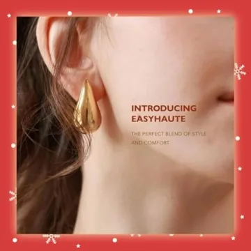 Lightweight Chunky Gold Hoop Earrings Hypoallergenic Women Jewelry