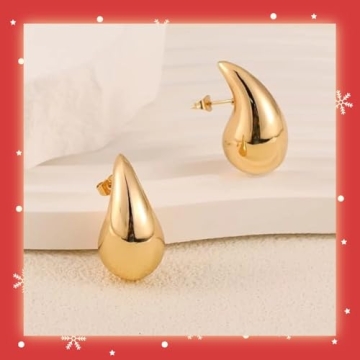 Lightweight Chunky Gold Hoop Earrings Hypoallergenic Women Jewelry