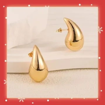 Lightweight Chunky Gold Hoop Earrings Hypoallergenic Women Jewelry