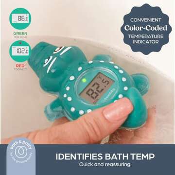 Dreambaby Floating Crocodile Bath Thermometer - Water Temperature Monitoring for Newborns, Infants, Toddlers - Croc Toy with Fahrenheit Display