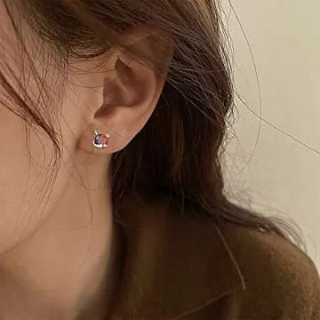 KINGWHYTE Fox Earrings 925 Sterling Silver Animals Earrings Cute Crystal Fox Stud Earrings Hypoallergenic Earrings Birthday Christmas Jewelry Gifts for Women