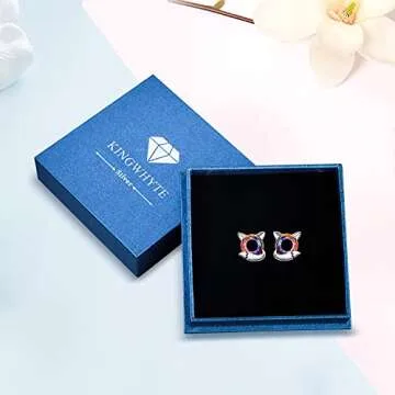 KINGWHYTE Fox Earrings 925 Sterling Silver Animals Earrings Cute Crystal Fox Stud Earrings Hypoallergenic Earrings Birthday Christmas Jewelry Gifts for Women