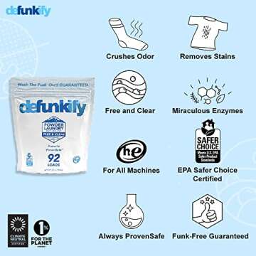 DEFUNKIFY Powder Laundry Detergent | Free and Clear Laundry Detergent Powder w/Odor Crushing & Stain...