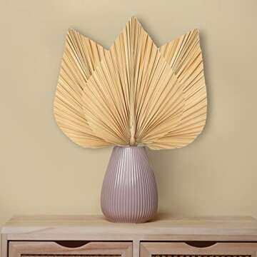 Natural Dried Palm Leaves Boho Palm Leaves Decor Heart Shape Palm Fans Tropical Palm Leaves Decoration Dried Palm Leaves Decor for Holidays Weddings House Party Kitchen Bedroom (6, White, Wood)