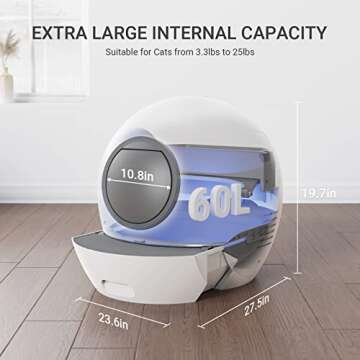 ELS PET Self-Cleaning Cat Litter Box: Extra Large Automatic Litter Box for Multi Cats, Smart Litter Box, Safety Protection/Odorless (Grey)