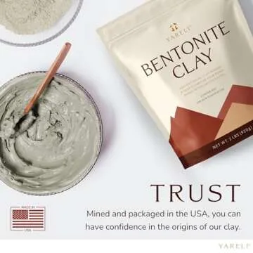 YARELI Bentonite Clay Powder Facial Mask & Detox Bath, Pure Indian Healing Clay, 2lb (32oz)