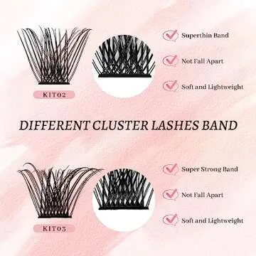 DIY Eyelash Extension Kit, Crislashes Cluster Lashes Kit with 168 PCS 8-16mm Mixed, Thin Band, Lash Bond and Seal, Applicator, Reusable Home Use (KIT 02)