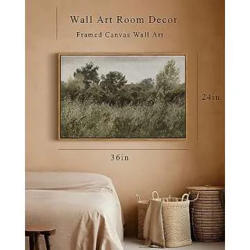 InSimSea Framed Canvas Wall Art Vintage Decor, Countryside Field Modern Farmhouse Decor, Canvas Wall Art Decor for Bedroom, French Country Decor Wall Prints, 24"x36"