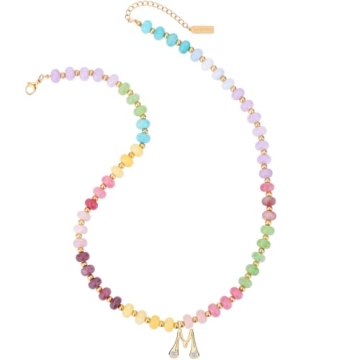 XXKOTWA Colorful Beaded Initial Necklace - Eco-Friendly & Stylish