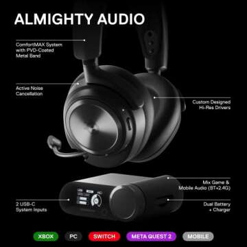 SteelSeries Arctis Nova Pro Wireless Xbox Multi-System Gaming Headset - Premium Hi-Fi Drivers - Acti...