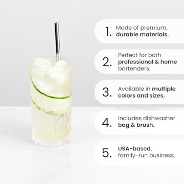 16 Pcs Gold Metal Straws Set for Elegant Cocktails