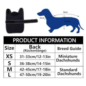 Warm Thermal Quilted Dachshund Coat, Dog Winter Coat with Warm Fleece Lining, Outdoor Dog Apparel with Adjustable Bands for Medium, Large Dog-Dark Blue-S