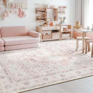 BESTSWEETIE 5x7 Area Rugs Machine Washable No Pile Non Slip Vintage Rugs for Living Room&Bedroom&Din...