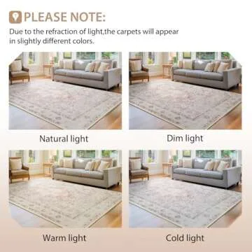 BESTSWEETIE 5x7 Area Rugs Machine Washable No Pile Non Slip Vintage Rugs for Living Room&Bedroom&Dinning Room Bohemian Distressed Carpet Indoor,Pink