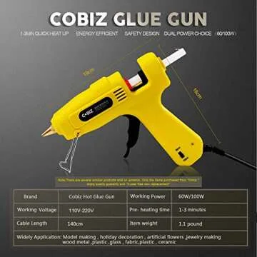 Hot Glue Gun High Temp-Cobiz Full Size (Not Mini) 60/100W Dual Power Heavy Duty Melt Glue Gun Kit wi...