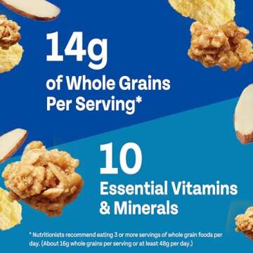 Honey Bunches of Oats with Almonds, Heart Healthy, Low Fat, made with Whole Grain Cereal, 18 Ounce Box