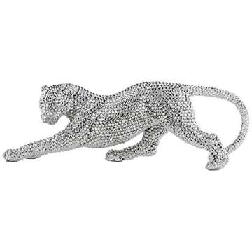Studio 55D Silver Prowling Leopard Sculpture - Art Deco Style
