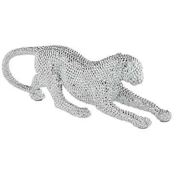 Studio 55D Silver Prowling Leopard Accent Sculpture