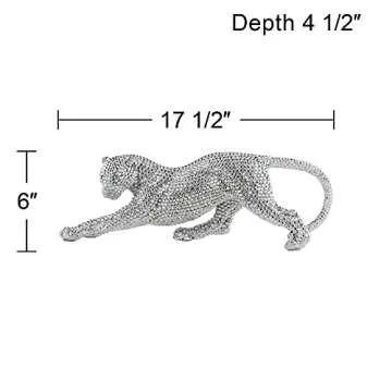 Studio 55D Silver Prowling Leopard Accent Sculpture
