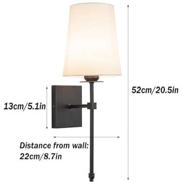 Slim Wall light Fixture Battery Operated Wall Sconce Set Of Two White Fabric Shade Wall Sconce with Remote Control, Indoor Not Hardwired Dimmable Battery Powered Wall Lamp For Bedroom, Bulb Included (