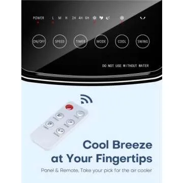 SKYICE Evaporative Air Cooler, 3-IN-1 70° Oscillation Air Conditioner Portable for Room w/ 4 Modes & 3 Speed, 12H Timer, 1 Gal Detachable Water Tank, 4 Ice Packs, Remote for Bedroom Indoor