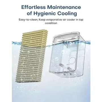 SKYICE Evaporative Air Cooler, 3-IN-1 70° Oscillation Air Conditioner Portable for Room w/ 4 Modes & 3 Speed, 12H Timer, 1 Gal Detachable Water Tank, 4 Ice Packs, Remote for Bedroom Indoor