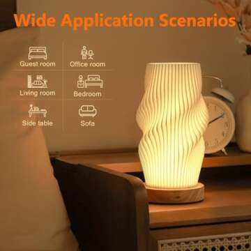 Bedside Lamps for Bedroom Nightstand Lamp,Vintage Style Striped Small Night Light Lamp,Gold Mini Mod...