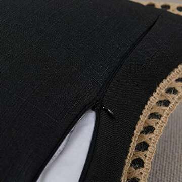 NordECO HOME Set of 2 Farmhouse Throw Pillow Covers - Burlap Linen Trimmed Tailored Edges Decorative...