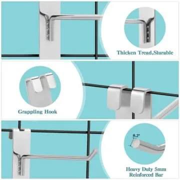 Polmart 4" Heavy Duty Silver Gridwall Panel Hooks - Pack of 96 (4-inch)