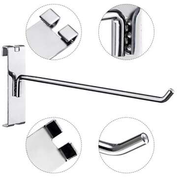 Polmart 4" Heavy Duty Silver Gridwall Panel Hooks - Pack of 96 (4-inch)