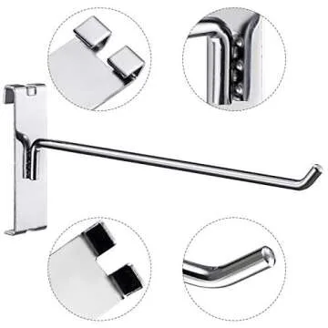 Polmart 4" Heavy Duty Silver Gridwall Panel Hooks - Pack of 96 (4-inch)