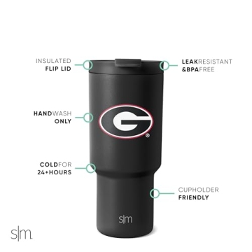 Simple Modern Officially Licensed Collegiate Georgia Bulldogs 30 oz Tumbler with Flip Lid and Straws | Insulated Cup Stainless Steel | Gifts for Men Women | Trek Collection | University of Georgia