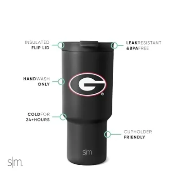 Simple Modern Officially Licensed Collegiate Georgia Bulldogs 30 oz Tumbler with Flip Lid and Straws | Insulated Cup Stainless Steel | Gifts for Men Women | Trek Collection | University of Georgia