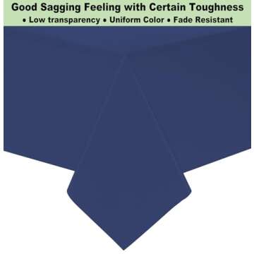 Plastic Navy Blue Tablecloths 3 Pack Disposable Table Covers 54" x 108" Deep Blue Table Cloths PEVA Party Tablecovers for Parties Picnic Birthday Wedding Banquet, Fits 6 to 8 Foot Rectangle Tables