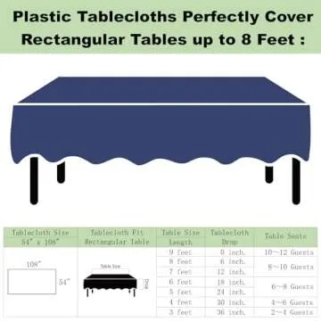 Plastic Navy Blue Tablecloths 3 Pack Disposable Table Covers 54" x 108" Deep Blue Table Cloths PEVA Party Tablecovers for Parties Picnic Birthday Wedding Banquet, Fits 6 to 8 Foot Rectangle Tables