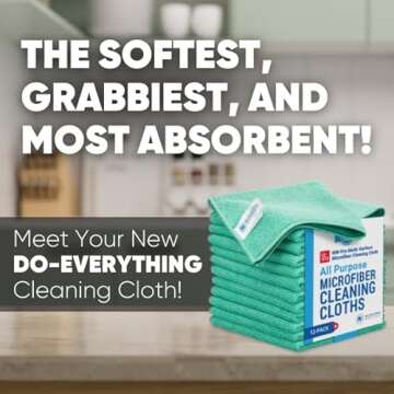 12" x 12" MW Pro Multi-Surface Microfiber Cleaning Cloths | Green - 12 Pack | Premium Microfiber Tow...