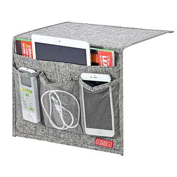 Zafit Linen 4 Pockets Bedside Caddy - Stylish Bedside Storage Organizer