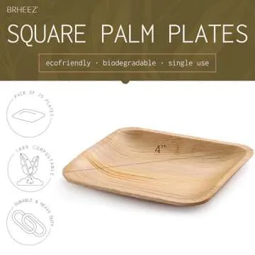 brheez Palm Leaf Plates Small 4" Disposable Plates 25 Pack Sturdy Bamboo Party Plates Leakproof for Small Appetizers Desserts and Miniatures