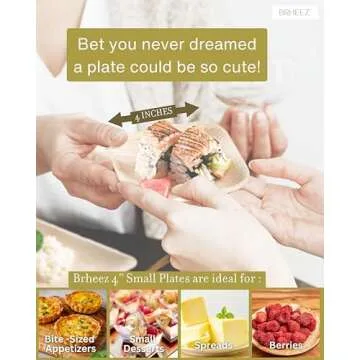 brheez Palm Leaf Plates Small 4" Disposable Plates 25 Pack Sturdy Bamboo Party Plates Leakproof for Small Appetizers Desserts and Miniatures