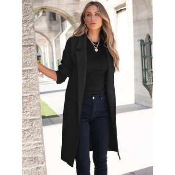 ANRABESS Women Cardigan Sweater Jackets Open Front Thick Knit Oversized Blazer Coatigan 2025 Fall Winter Long Coats Outwear Black Small