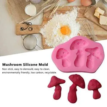 Taimot Mushroom Shaped Silicone Mold Of 3 Cavity With Biscuits Fondant Chocolate Candy Mould For Fon...