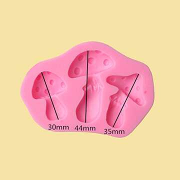 Taimot Mushroom Shaped Silicone Mold Of 3 Cavity With Biscuits Fondant Chocolate Candy Mould For Fondant Chocolate Cake Crafts Decoration Kitchen Handmade Soap Backing Mold Tools For Kids