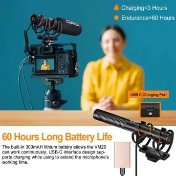 COMICA VM20 Shotgun Mic - OLED Display, Cardioid Design, Vlog Ready