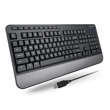 X9 Wired Keyboard - Comfortable Typing - Ergonomic Full Size USB Keyboard with Wrist Rest, Number Pa...