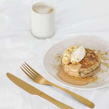 DENEAR Matte Gold Silverware Set - 20 PCS Elegant Flatware Set