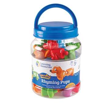 Learning Resources Snap-N-Learn Rhyming Pups Toy, Fine Motor Toys, Develops Color Recognition Skills, 20 Pieces, Ages 3+
