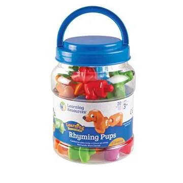 Learning Resources Snap-N-Learn Rhyming Pups Toy, Fine Motor Toys, Develops Color Recognition Skills, 20 Pieces, Ages 3+