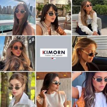 kimorn Retro Oval Sunglasses for Women Men Trendy Sun Glasses Classic Shades UV400 Protection K1653 (Gold/Black)