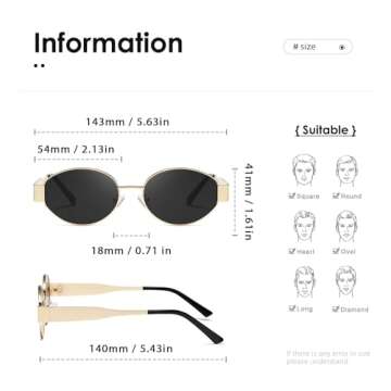 kimorn Retro Oval Sunglasses for Women Men Trendy Sun Glasses Classic Shades UV400 Protection K1653 (Gold/Black)